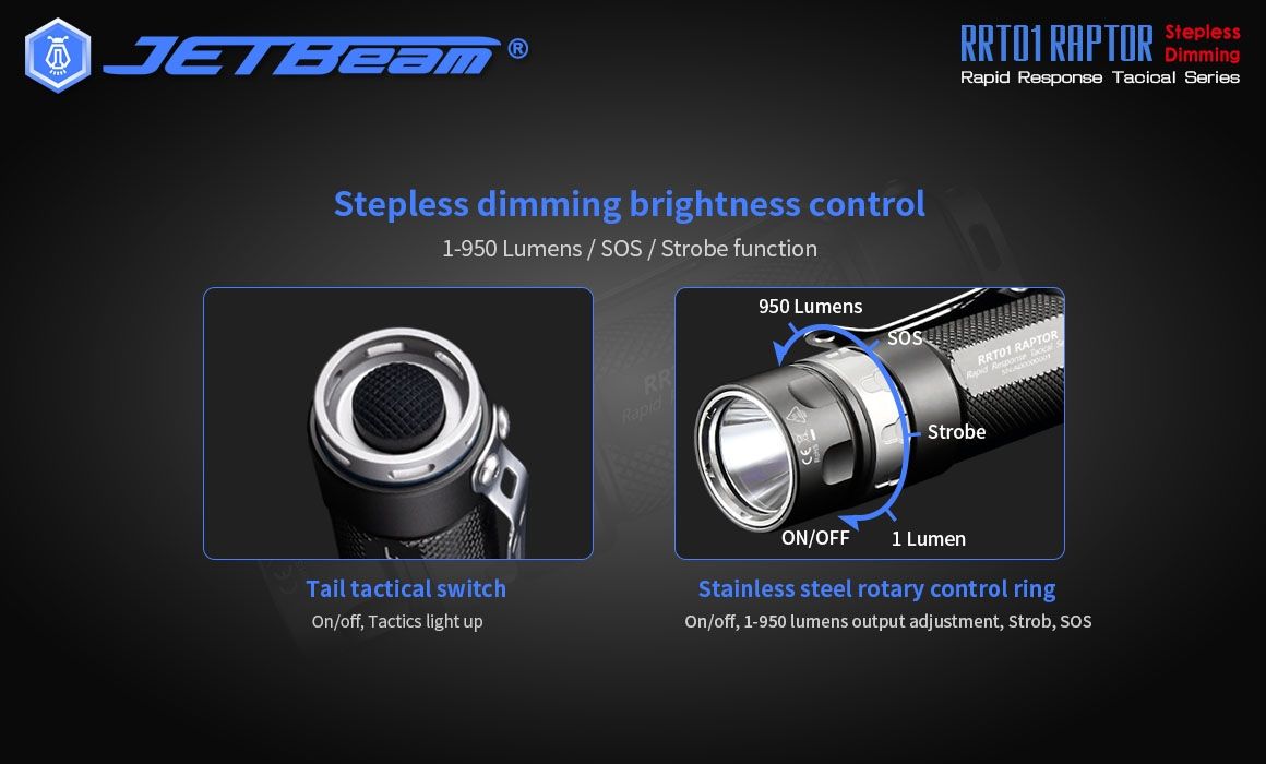 JETBeam JET-RRT01 XP-L 950 lúmenes LED linterna EDC iluminación exterior duradera para acampar y hacer senderismo