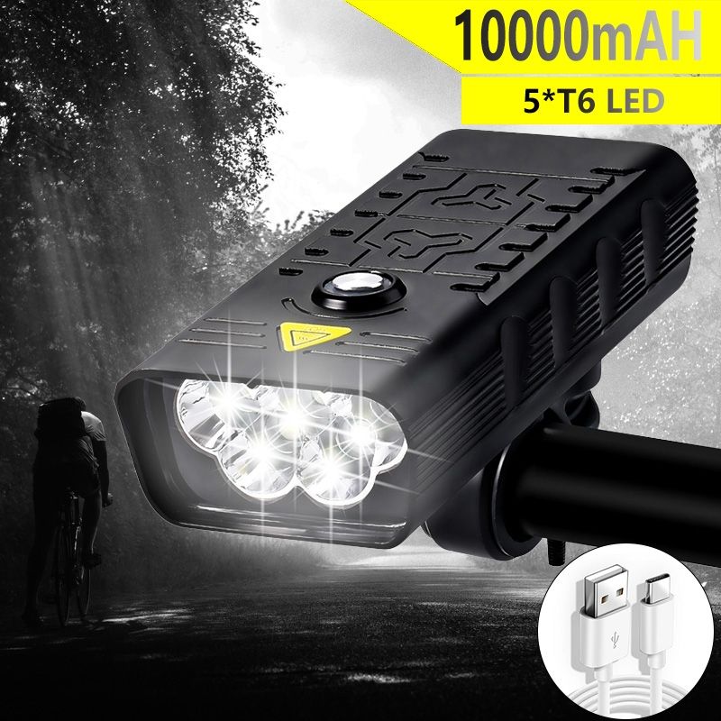TK5 Luz Delantera de Bicicleta 5000 Lúmenes Recargable USB Impermeable Super Brillante con Múltiples Modos para Ciclismo