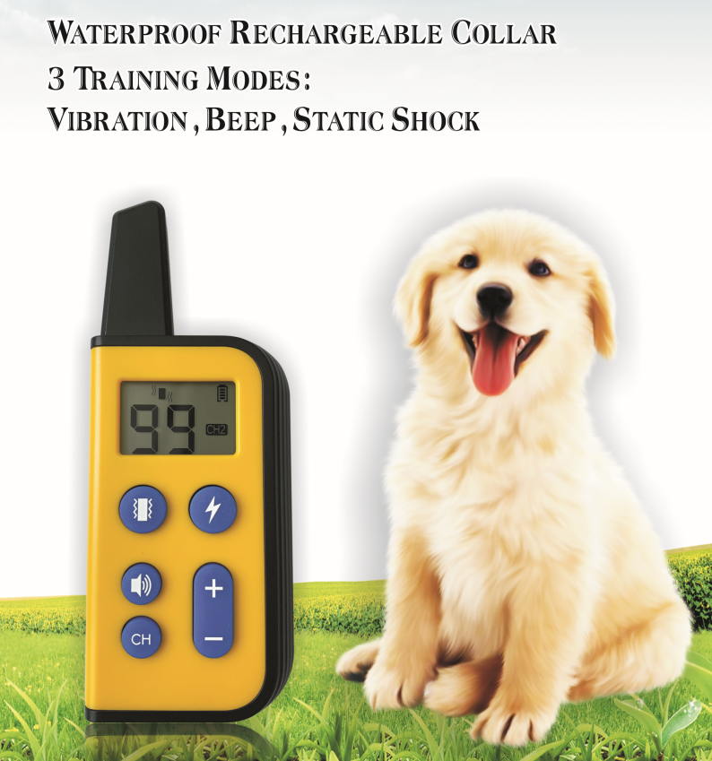 Collar eléctrico para perros impermeable con alcance de 1000 m y niveles de estimulación ajustables para un entrenamiento humano
