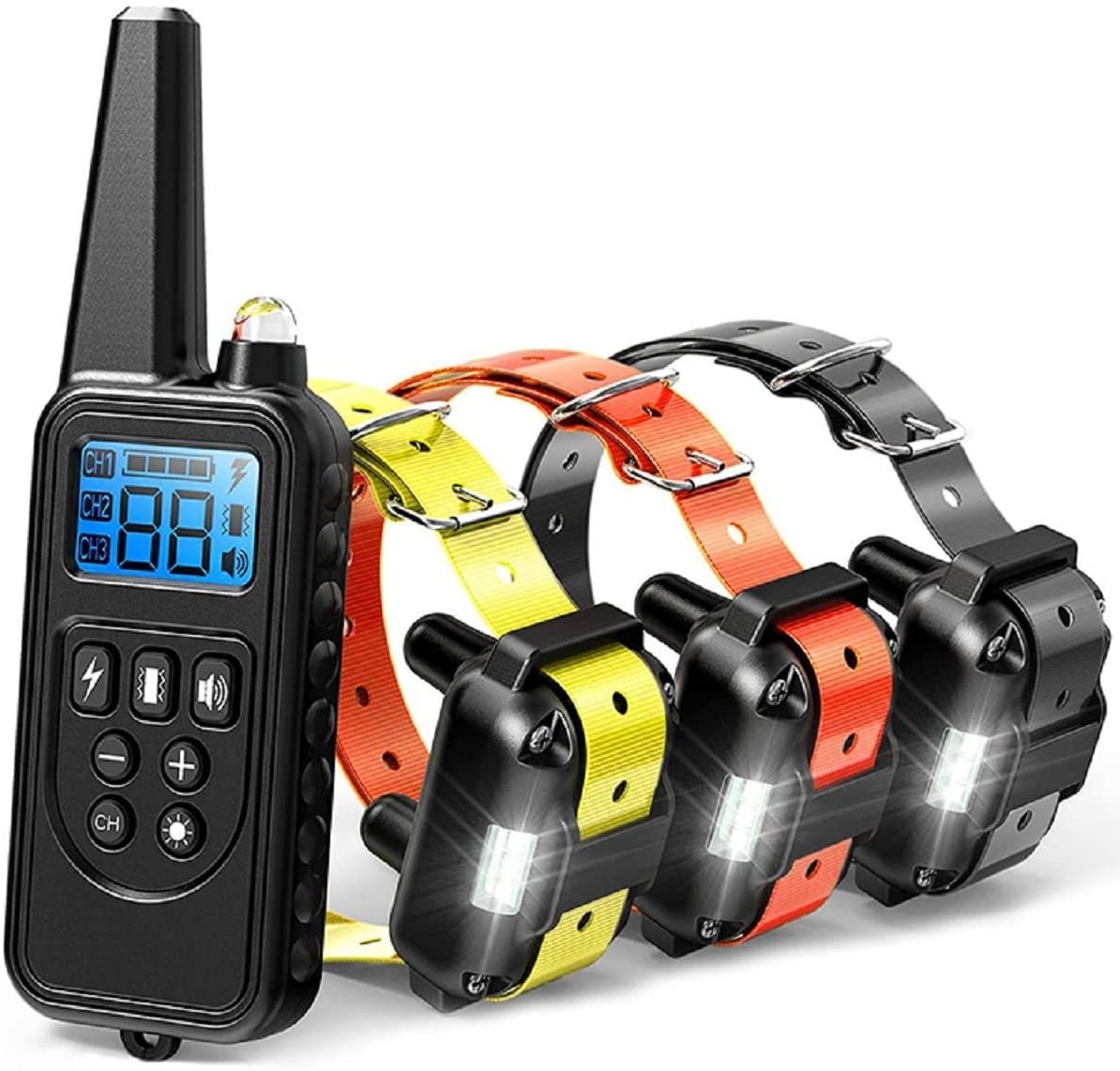 Collar de adiestramiento para perros eléctrico impermeable recargable de 800 m con control remoto para mascotas, pantalla LCD y modos ajustables
