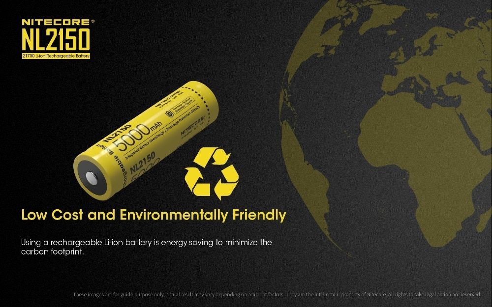 Batería recargable NITECORE NL2150 5000mAh 3.6V ligera de alto rendimiento ideal para linternas y dispositivos