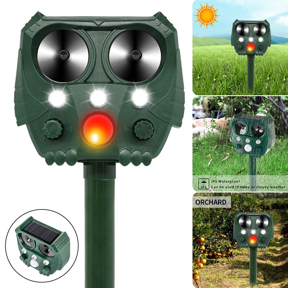 Repelente ultrasónico ecológico para animales con energía solar, disuasivo de ciervos, gatos y perros, control de plagas al aire libre, jardinería segura