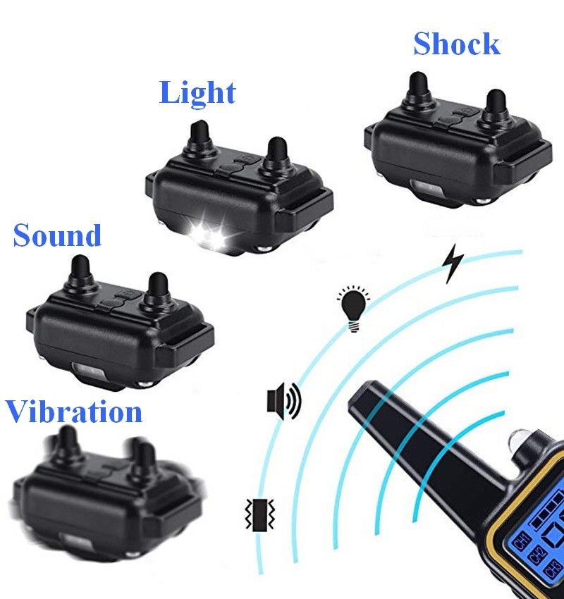 800m Collar de entrenamiento para perros eléctrico, control remoto para mascotas, impermeable, recargable, pantalla LCD, descarga, vibración, sonido