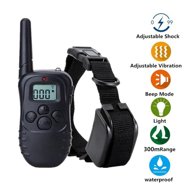 Collar eléctrico de adiestramiento para perros de 300 m, resistente al agua, control remoto, modos de entrenamiento ajustables para todos los tamaños