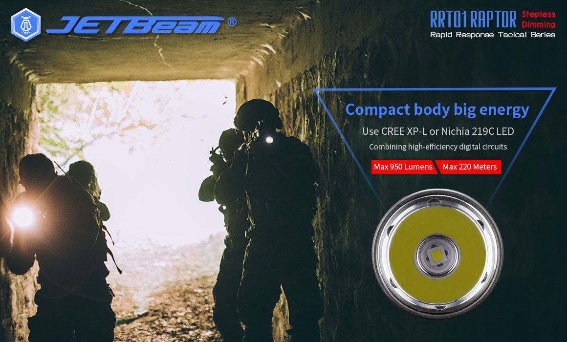 JETBeam JET-RRT01 XP-L 950 lúmenes LED linterna EDC iluminación exterior duradera para acampar y hacer senderismo