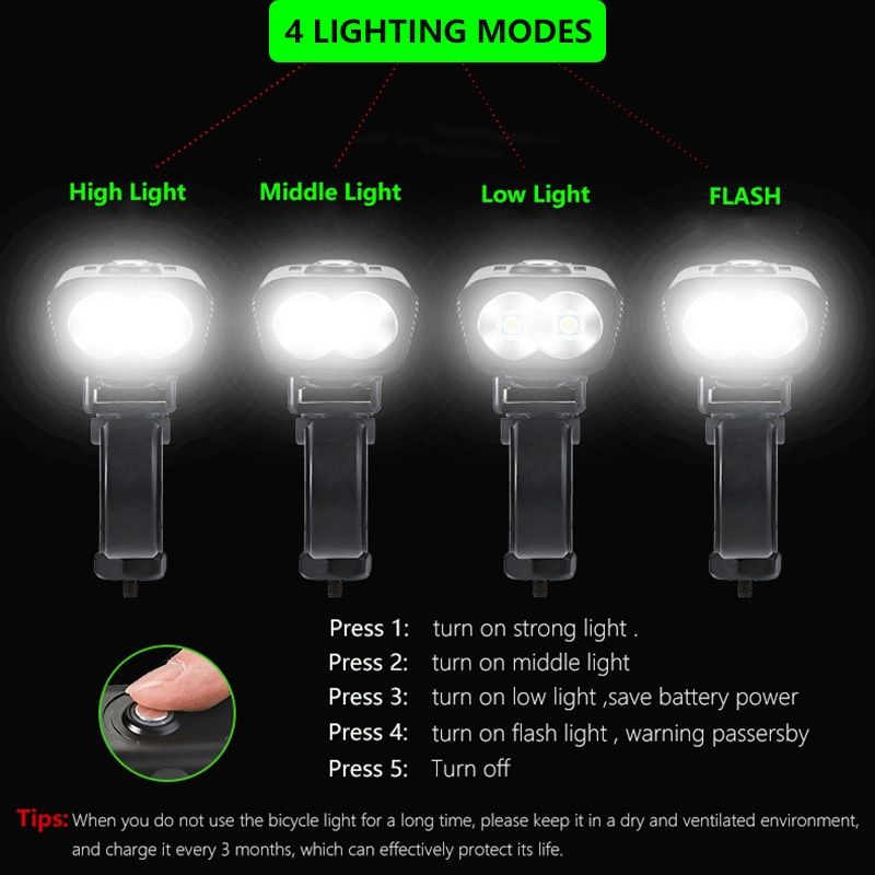 TK5 Luz Delantera de Bicicleta 5000 Lúmenes Recargable USB Impermeable Super Brillante con Múltiples Modos para Ciclismo