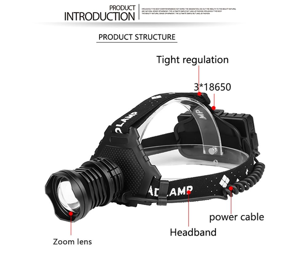 Lámpara de Cabeza LED 8000LM Faro Recargable USB Modos Ajustables Impermeable Ideal para Iluminación Exterior