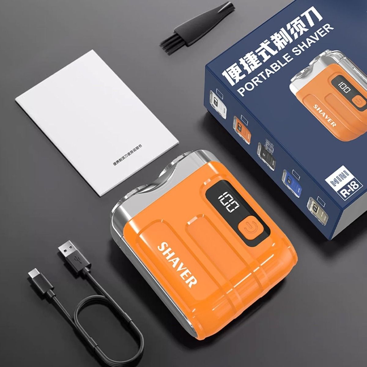 Mini Rechargeable Electric Shaver and Beard Trimmer with Digital Display, Dual Blade for Car and Home
