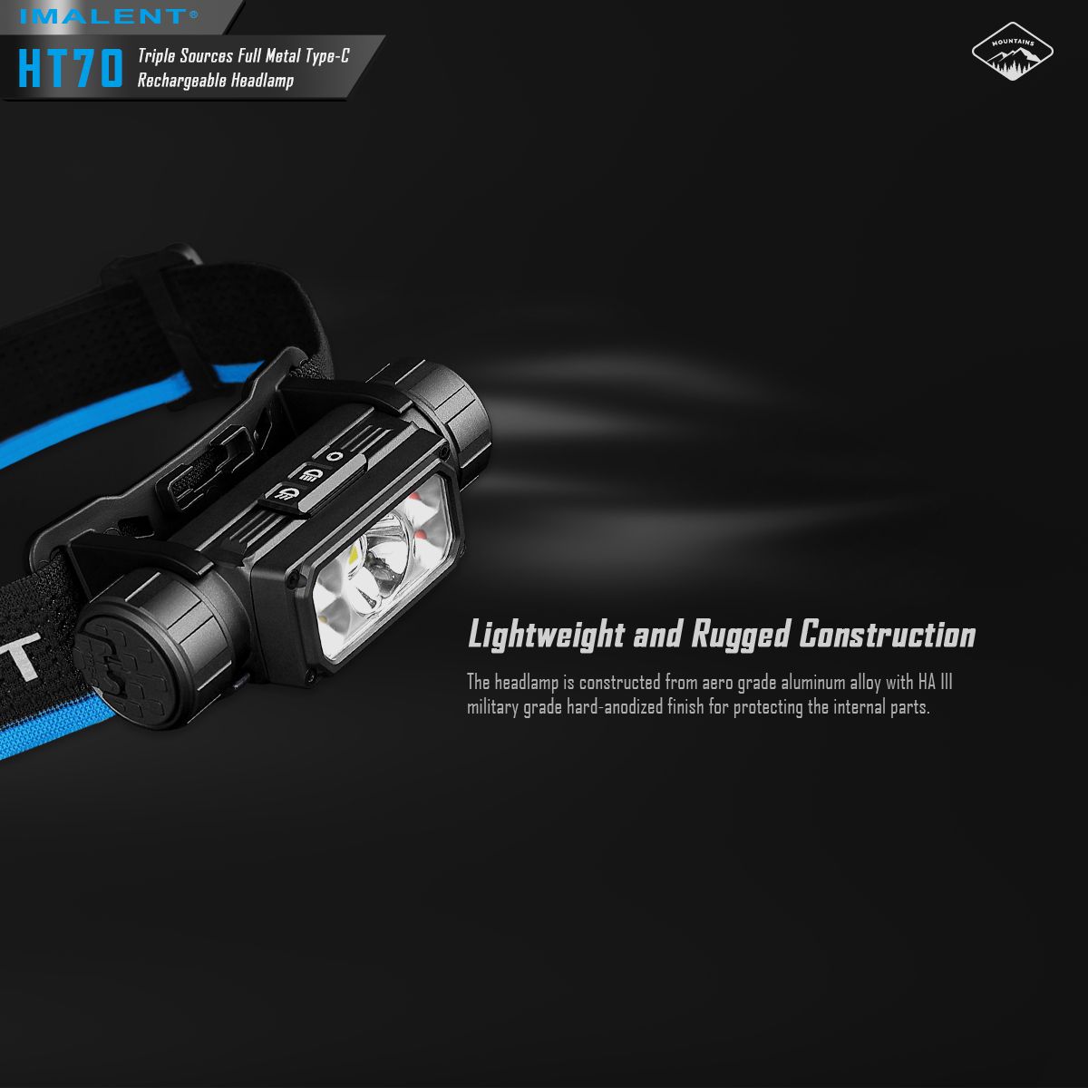 Linterna frontal IMALENT HT70 3500 lúmenes triple fuente de luz LED XHP50.3 ALTO recargable ideal para aventura