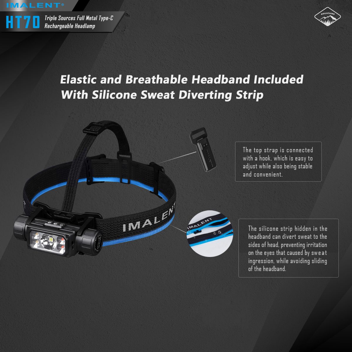 Linterna frontal IMALENT HT70 3500 lúmenes triple fuente de luz LED XHP50.3 ALTO recargable ideal para aventura