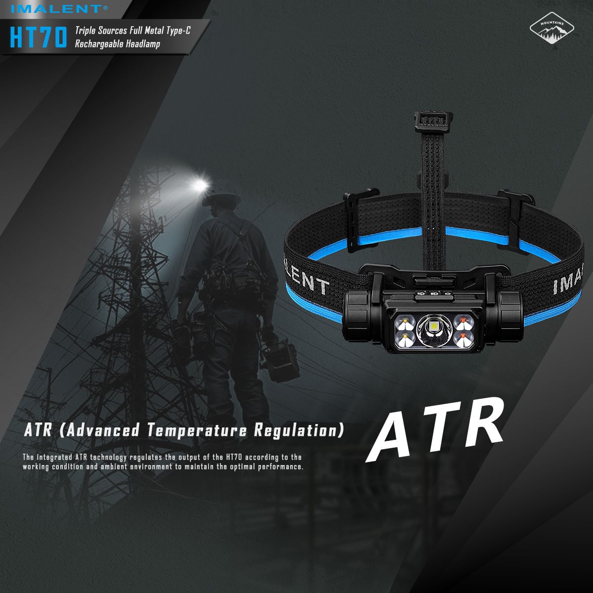 Linterna frontal IMALENT HT70 3500 lúmenes triple fuente de luz LED XHP50.3 ALTO recargable ideal para aventura