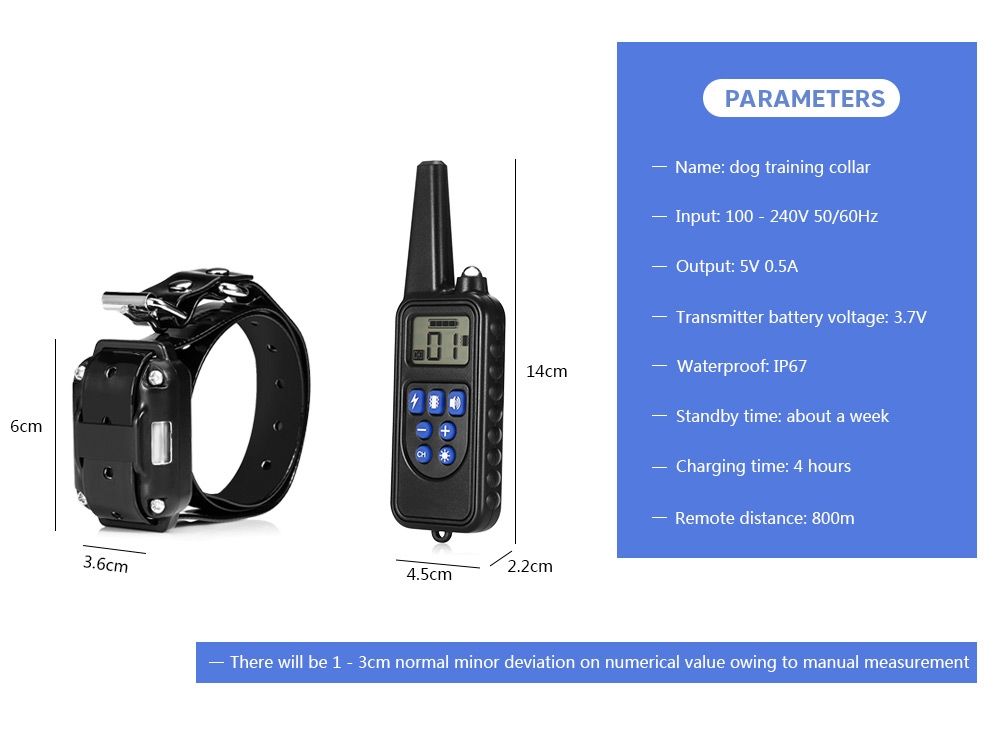 Collar de adiestramiento para perros eléctrico impermeable recargable de 800 m con control remoto para mascotas, pantalla LCD y modos ajustables