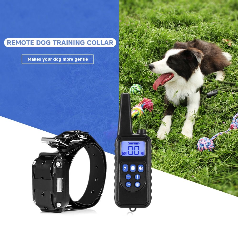 Collar de adiestramiento para perros eléctrico impermeable recargable de 800 m con control remoto para mascotas, pantalla LCD y modos ajustables