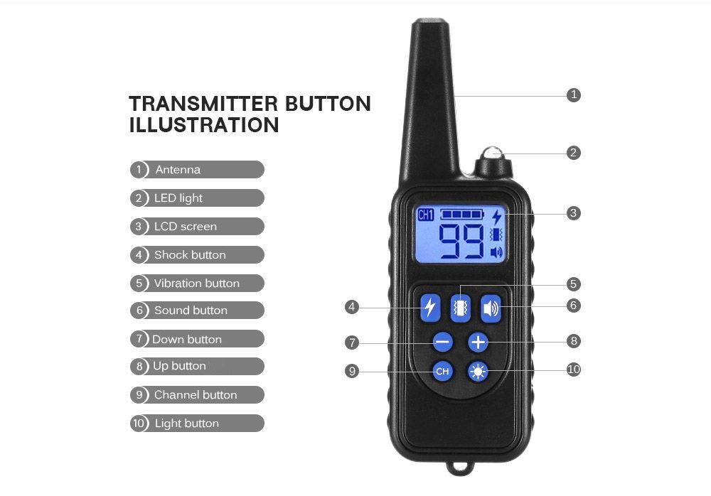Collar de adiestramiento para perros eléctrico impermeable recargable de 800 m con control remoto para mascotas, pantalla LCD y modos ajustables