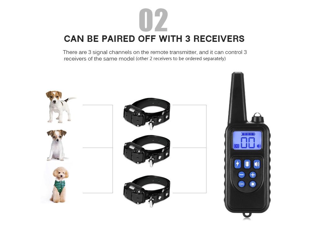 Collar de adiestramiento para perros eléctrico impermeable recargable de 800 m con control remoto para mascotas, pantalla LCD y modos ajustables