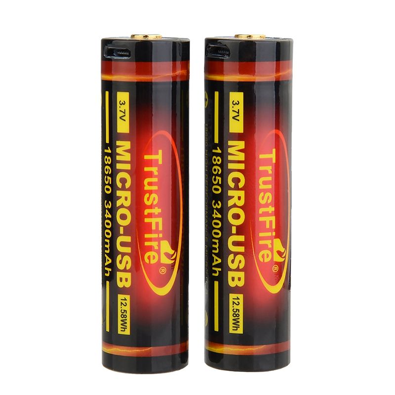 TrustFire 18650 3400mAh Batería recargable de iones de litio con Micro USB, Alta capacidad, Energía ecológica para Electrónica