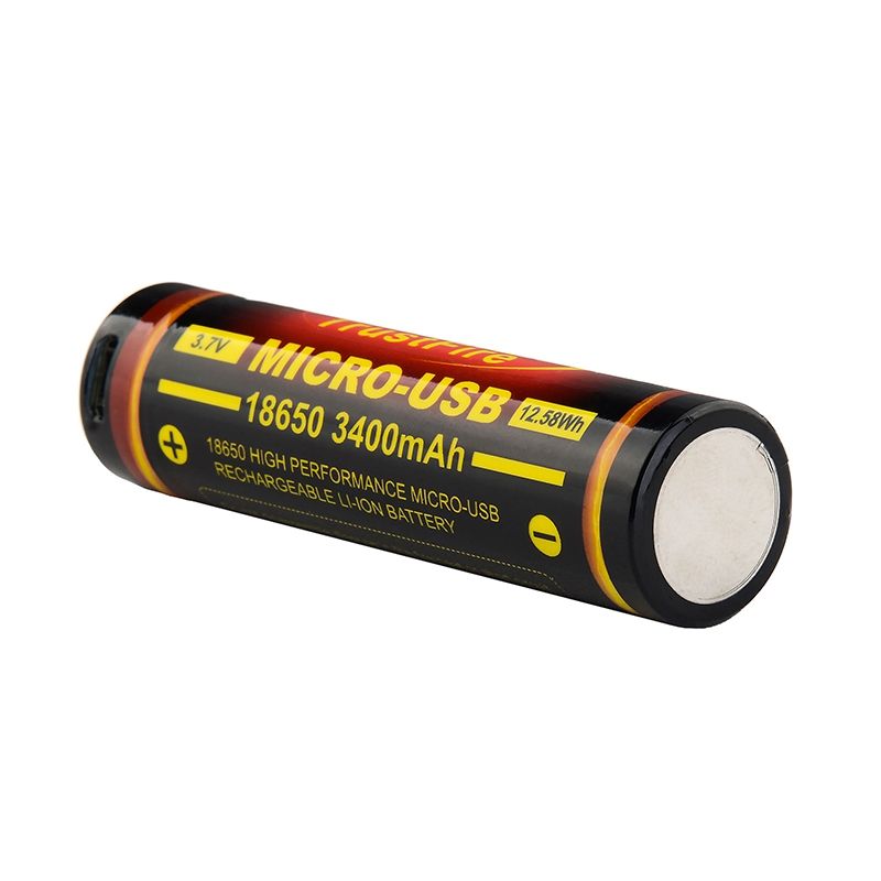 TrustFire 18650 3400mAh Batería recargable de iones de litio con Micro USB, Alta capacidad, Energía ecológica para Electrónica