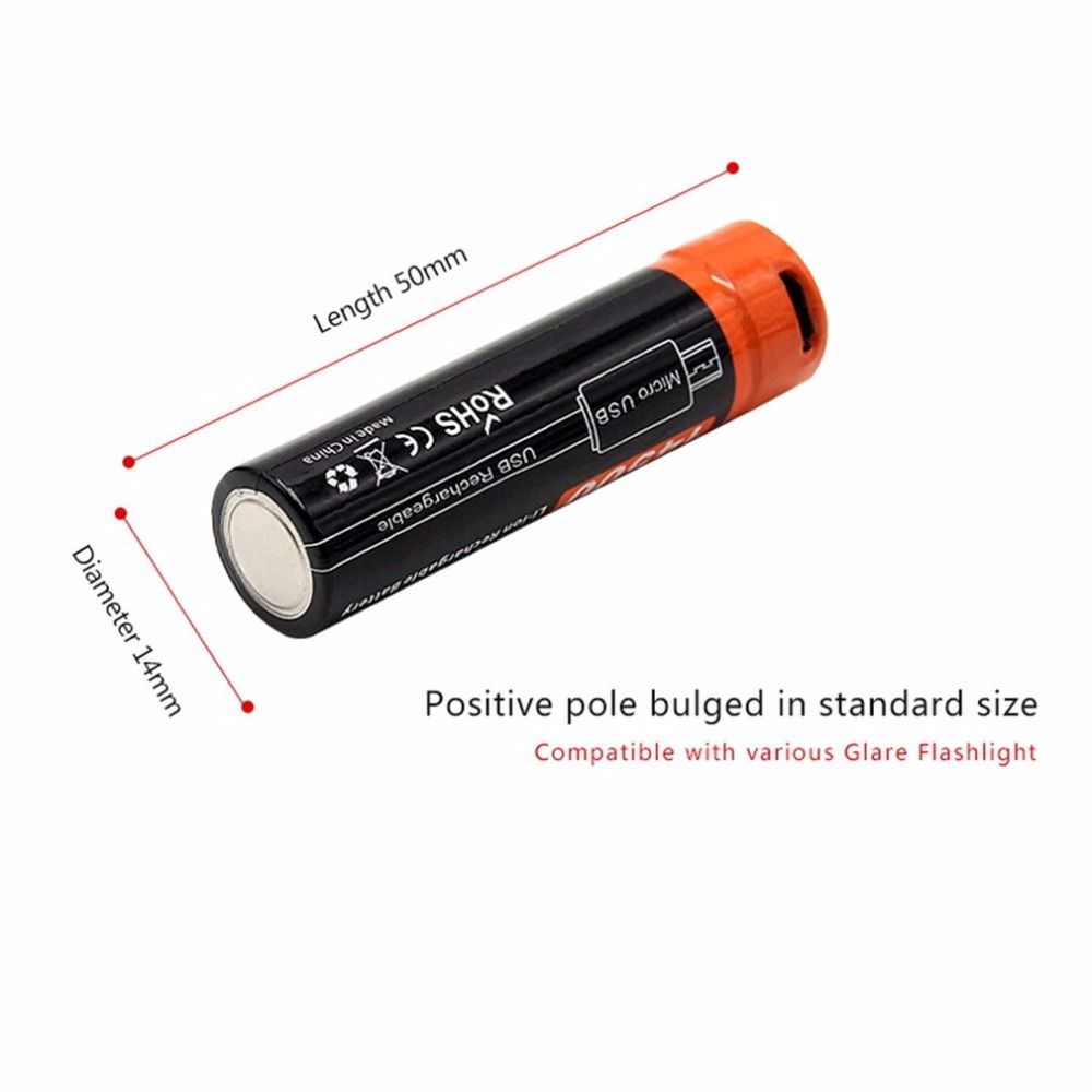 Batería Doublepow 14500 750mAh Micro USB de alta capacidad LED ideal para dispositivos electrónicos y acampada