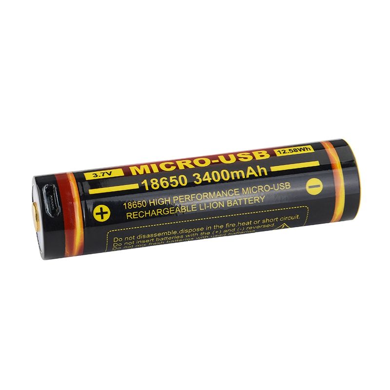 TrustFire 18650 3400mAh Batería recargable de iones de litio con Micro USB, Alta capacidad, Energía ecológica para Electrónica