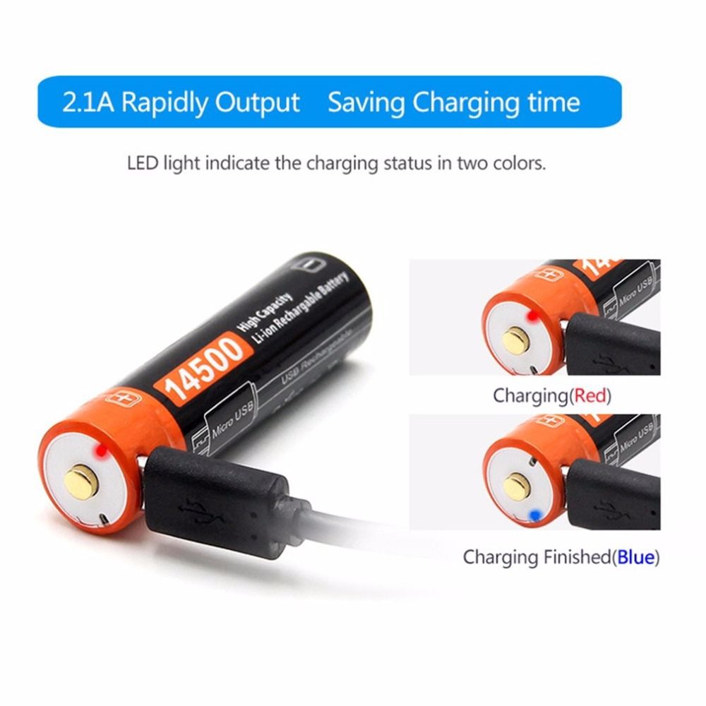 Batería Doublepow 14500 750mAh Micro USB de alta capacidad LED ideal para dispositivos electrónicos y acampada