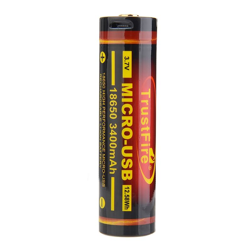 TrustFire 18650 3400mAh Batería recargable de iones de litio con Micro USB, Alta capacidad, Energía ecológica para Electrónica