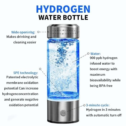 Generador de Hidrógeno Portátil Taza de Agua 420ml Agua Rica en Hidrógeno Para Salud Celular y Bienestar