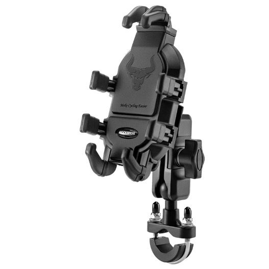 Soporte para teléfono ROCKBROS de aluminio duradero para motocicleta y bicicleta con absorción de impactos de silicona y soporte ajustable