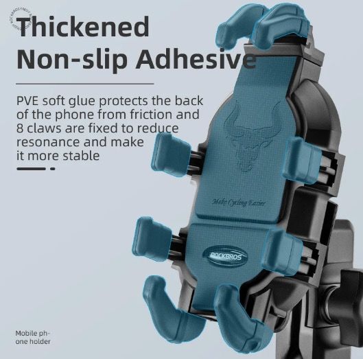 Soporte para teléfono ROCKBROS de aluminio duradero para motocicleta y bicicleta con absorción de impactos de silicona y soporte ajustable