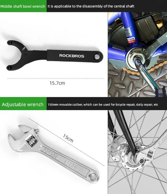 Juego de herramientas profesionales de ciclismo ROCKBROS - Kit de reparación de bicicletas de acero al carbono duradero con almacenamiento compacto