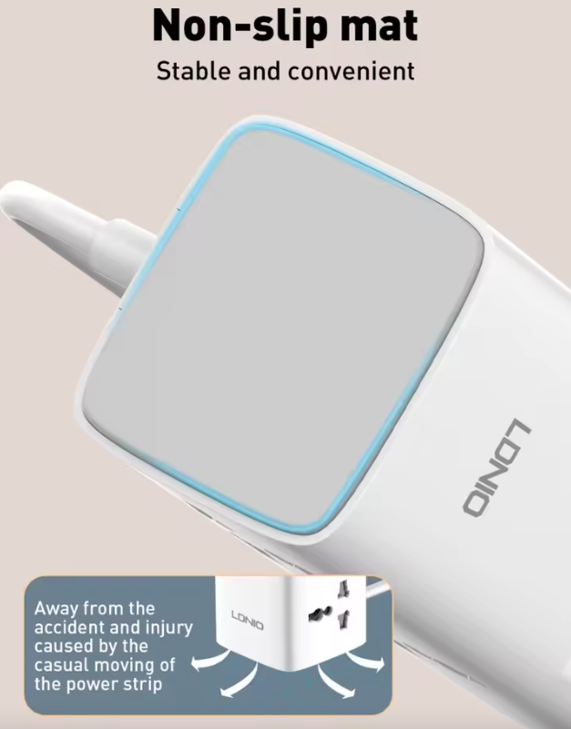 LDNIO Regleta de Torre Cubo Multi-tap 70W USB-C con Protección: Universal para Hogar y Oficina