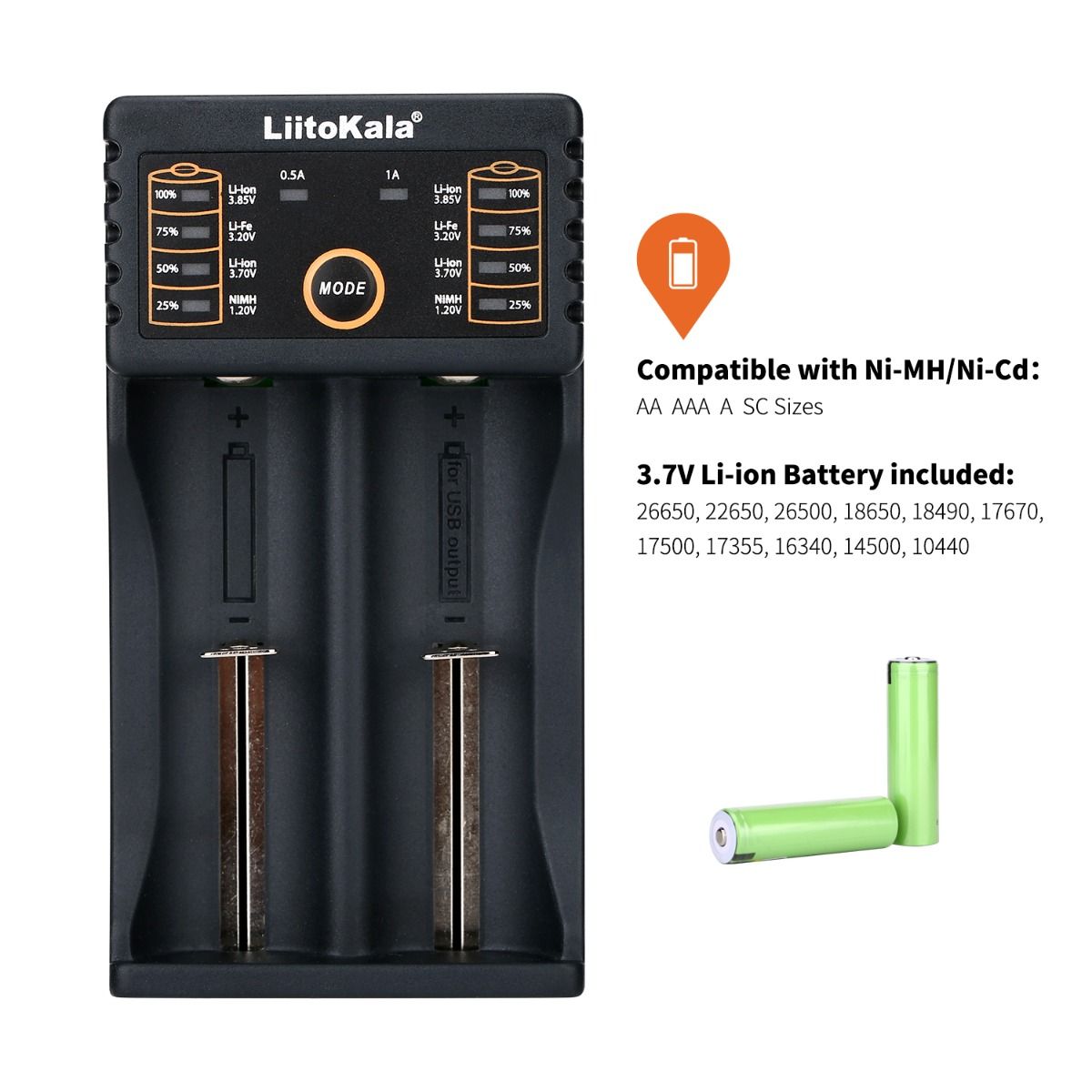 Cargador inteligente Liitokala Lii-202 3.7V para baterías 18650 26650 NiMH con Micro USB carga eficiente y segura