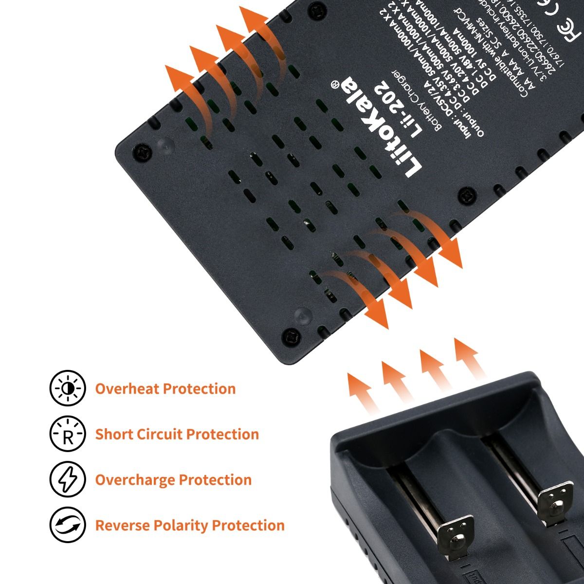 Cargador inteligente Liitokala Lii-202 3.7V para baterías 18650 26650 NiMH con Micro USB carga eficiente y segura