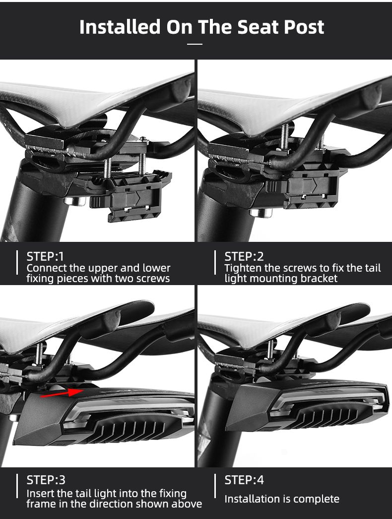 ROCKBROS LKWD-R1 Luz de Bicicleta Inteligente USB LED con Control Remoto Inalámbrico, Señal de Giro y Proyector Láser para Seguridad en Ciclismo