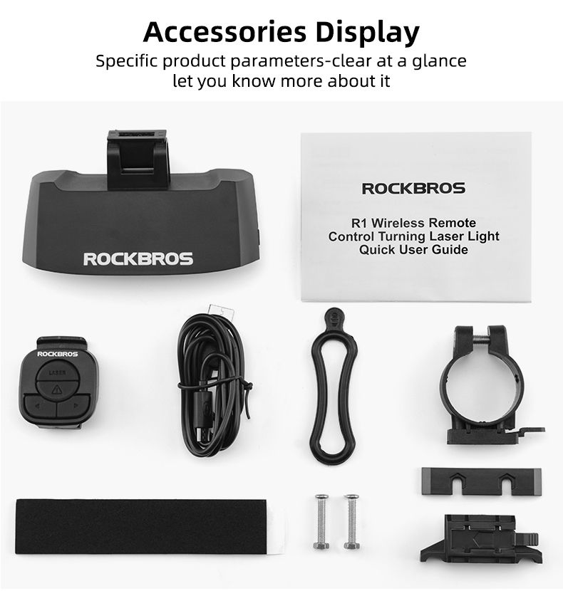 ROCKBROS LKWD-R1 Luz de Bicicleta Inteligente USB LED con Control Remoto Inalámbrico, Señal de Giro y Proyector Láser para Seguridad en Ciclismo