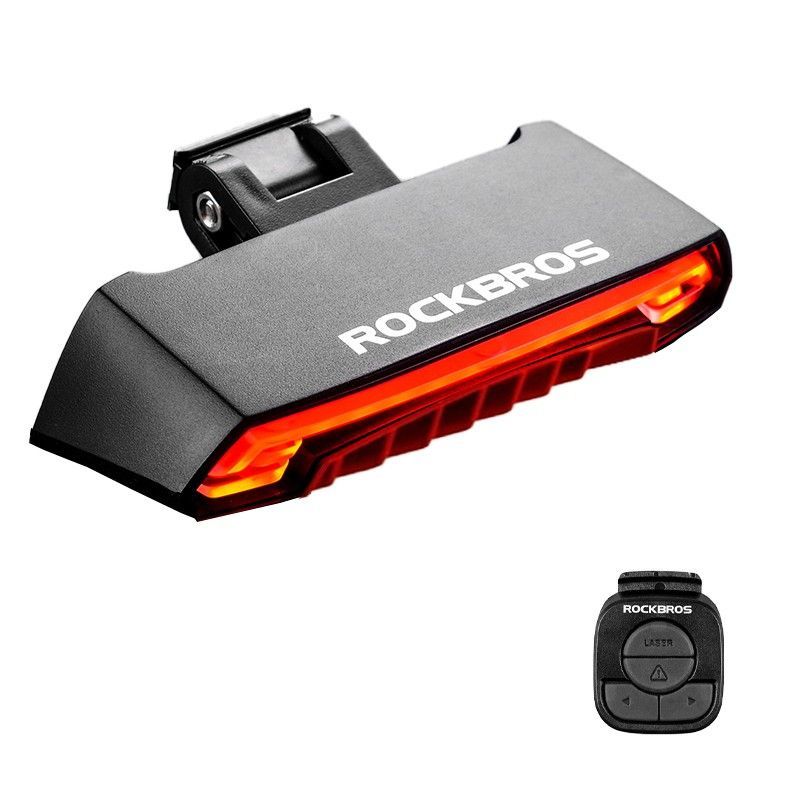 ROCKBROS LKWD-R1 Luz de Bicicleta Inteligente USB LED con Control Remoto Inalámbrico, Señal de Giro y Proyector Láser para Seguridad en Ciclismo