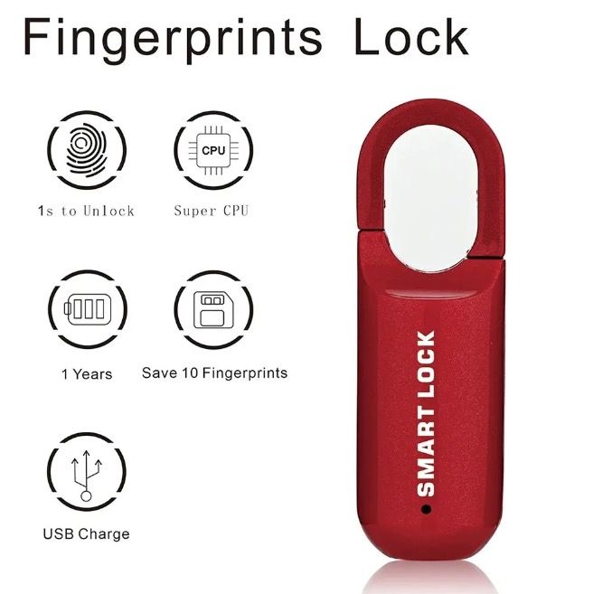 Candado de huella digital mini, desbloqueo rápido, acceso sin llave, cerradura duradera con diseño ligero para seguridad de viaje