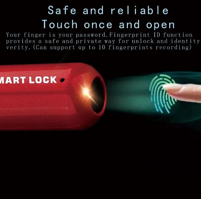 Candado de huella digital mini, desbloqueo rápido, acceso sin llave, cerradura duradera con diseño ligero para seguridad de viaje