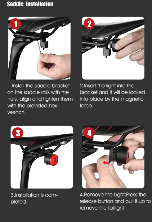 Gaciron LOOP-100 Luz trasera de bicicleta de alta luminosidad con sensor de freno y aleación de aluminio para ciclismo urbano y de montaña.