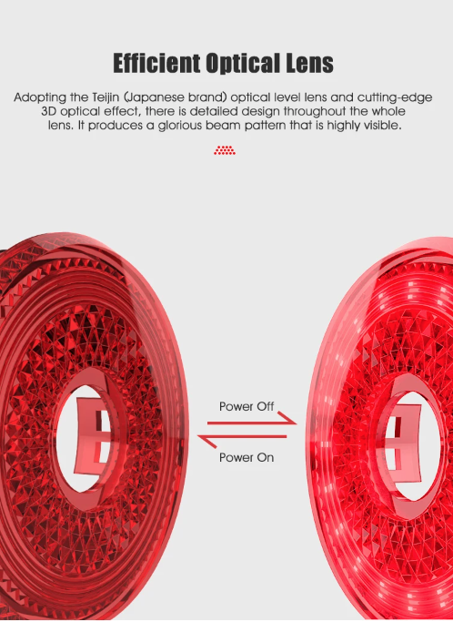 Gaciron LOOP-100 Luz trasera de bicicleta de alta luminosidad con sensor de freno y aleación de aluminio para ciclismo urbano y de montaña.