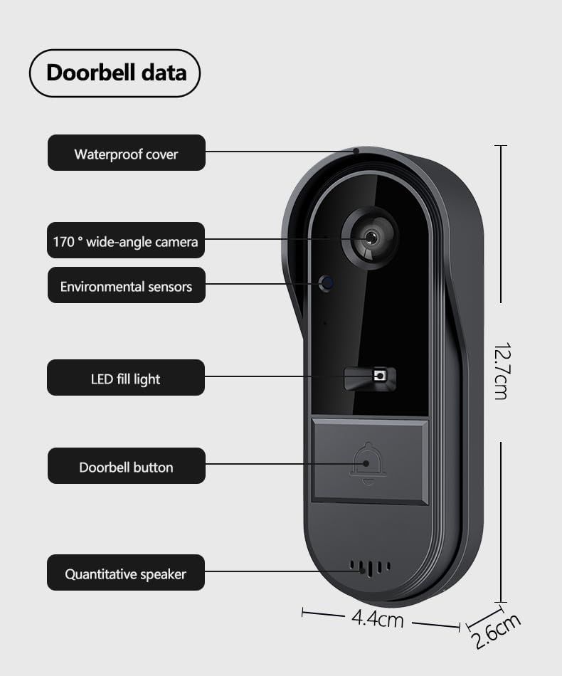 Cámaras de timbre inalámbricas con pantalla de monitor, impermeables, audio bidireccional, sin suscripción, sin necesidad de WiFi.
