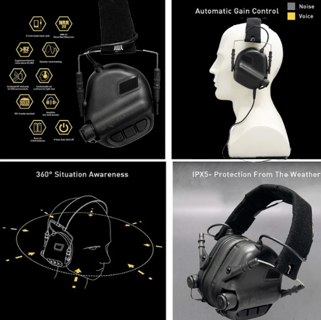 EARMOR M31 MOD4 Orejeras Electrónicas Protección Auditiva Caza al Aire Libre Diseño Duradero Amplificación Sonido