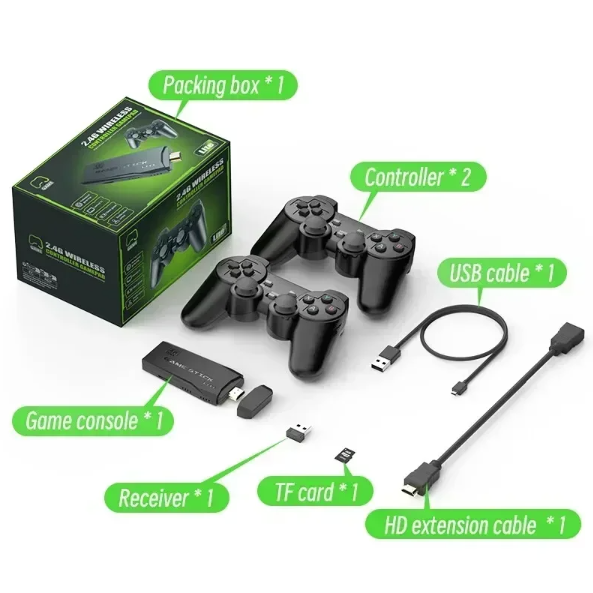 Consola de Videojuegos M8 con Controlador Inalámbrico 2.4G y Juegos Retro 4K Modelos de 32G 64G hasta 10000 Juegos