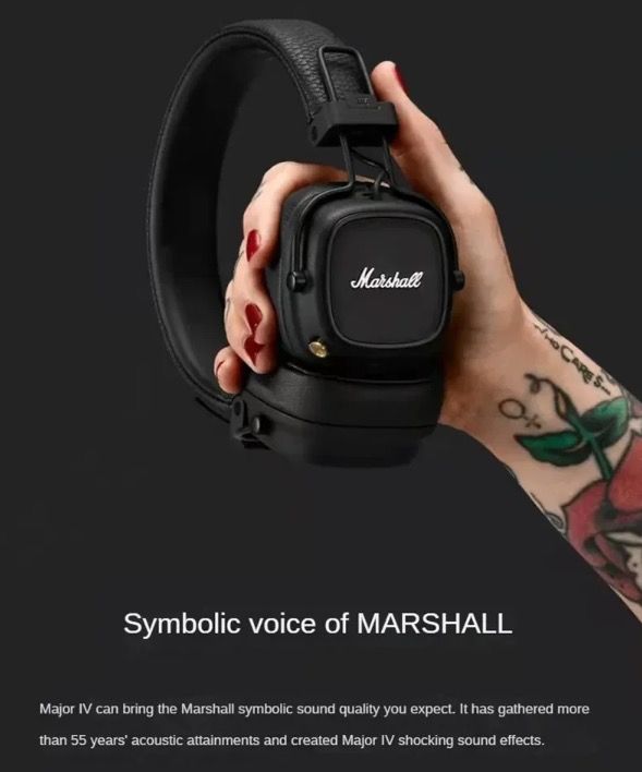 Marshall Major IV Auriculares Inalámbricos Bluetooth Sonido de Firma y Carga Inalámbrica para Entusiastas Música