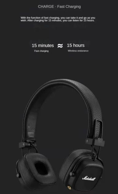 Marshall Major IV Auriculares Inalámbricos Bluetooth Sonido de Firma y Carga Inalámbrica para Entusiastas Música