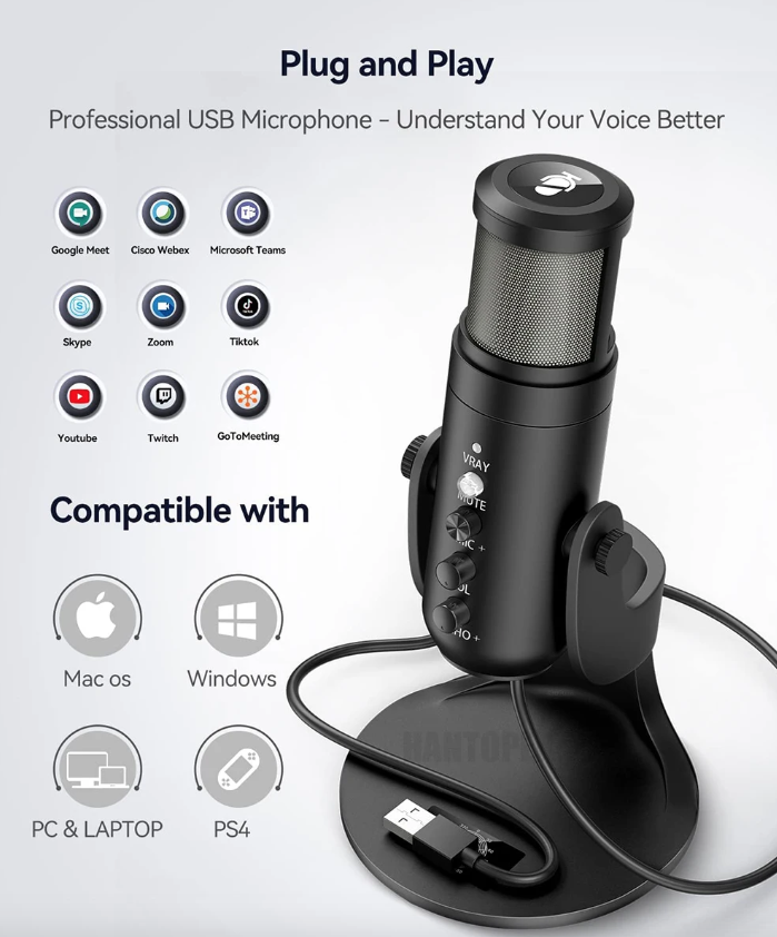 Nuevo Micrófono MU900PRO RGB USB Alta Calidad de Sonido para Gaming Podcast Creadores Contenido Músicos