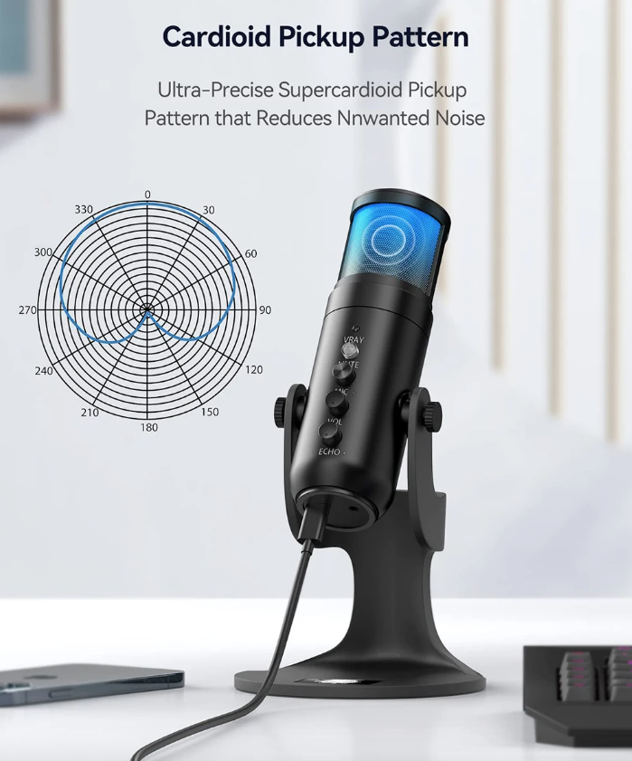Nuevo Micrófono MU900PRO RGB USB Alta Calidad de Sonido para Gaming Podcast Creadores Contenido Músicos