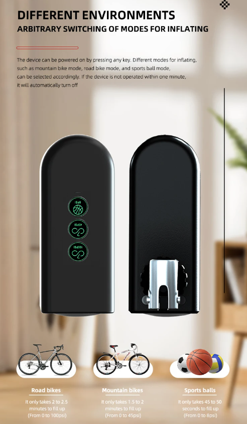 HT09 Mini Bomba de Aire para Bicicleta Eléctrica Portátil con Sensor de Presión de Alta Precisión y Diseño Ligero