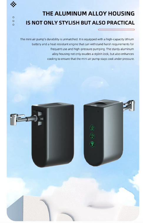 HT09 Mini Bomba de Aire para Bicicleta Eléctrica Portátil con Sensor de Presión de Alta Precisión y Diseño Ligero