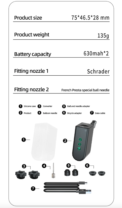 HT09 Mini Bomba de Aire para Bicicleta Eléctrica Portátil con Sensor de Presión de Alta Precisión y Diseño Ligero