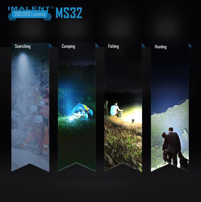 Descubre la IMALENT MS32 Linterna LED 200000 Lúmenes Alta Potencia Iluminación Exterior Visibilidad Nocturna